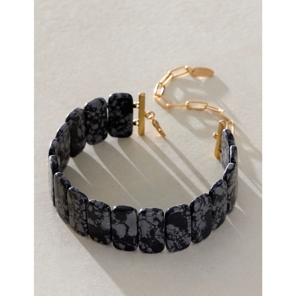 Free People Dunes Recon Stone Anklet Black Onyx Adjustable